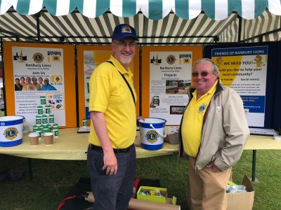 Lions Ian Wilson and Fred Nicholls with our stall