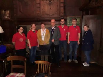 Rotarians Emma, Lizzie, Anne Waters (Home-Start Banbury and Chipping Norton's Chair of Trustees), Lion President Phil and Rotarians Kyle, Andrew and Sarah