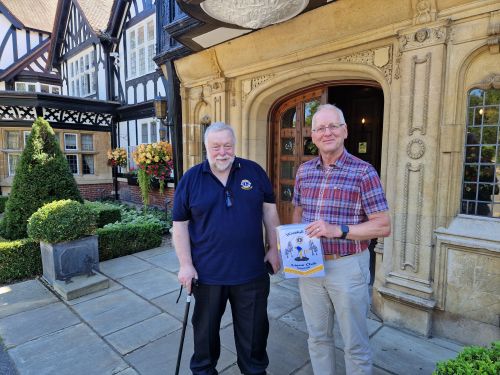 Lion Phil meeting Lion President Richard Brown of Woodall Spa Lions Club.